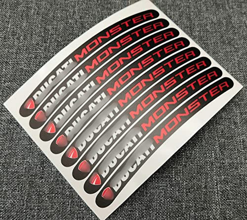 FLYIFE 8 X Monster Motorcycle Wheel Decalcomanie Rim Adesivi Set Laminato per Ducati Monster 600 620ie 696 796 797 821 937 Accessori