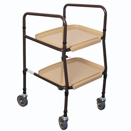 Millercare Mobility Trolley - Sturdy Walking Frame with Tray & Wheels for Easy Transport - Easy Assembly - No Tools Required - Versatile Carrying Solution for Around the Home | Cream & Brown