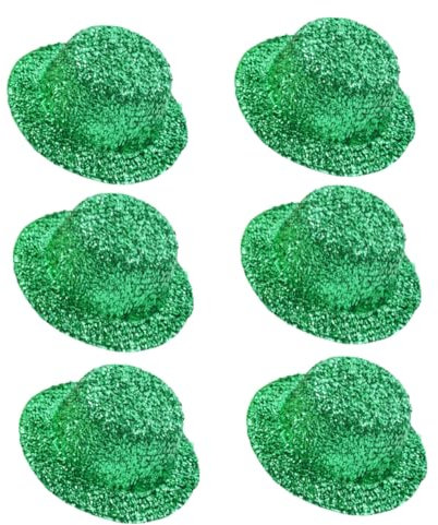 SHOWERORO 6 Stücke Glitzernde Grüne Mini Hüte St Patricks Tag Tops Hut Dekorative Diy Hut Für Puppen Basteln