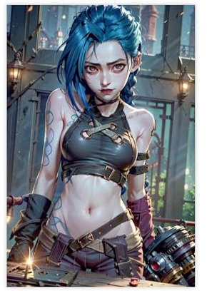 SPERKY League of Legends Leinwandposter Schlacht der Zwillingsstädte, Arkaner Jinx, Wandkunst, Dekordruck, Bild, Gemälde für Wohnzimmer, Schlafzimmer, Dekoration, ungerahmt, 30 x 45 cm