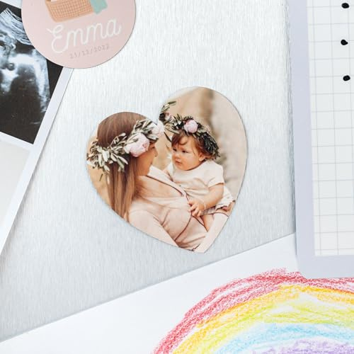 Wanapix | Flexibler, personalisierter herzförmiger Magnet 20 cm | Flexible personalisierte Fotomagnete | Magnete für Kühlschränke und Gefrierschränke | Gestalte mit Bild, Logo oder Texten