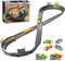 VATOS Hohe Geschwindigkeit Slot Crash Schiene Rennfahrerset für Kinder, 4 wiederaufladbare Rennwagen, 2 Akkumulator Ladegeräte, 2 in 1 DIY Rennbahn Sets für Jungen Mädchen 3 4 5 6 7 8 9 10 Jahre alt