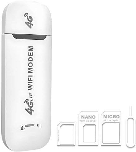KUWUNG Mini Portable Wifi, 4G Dongle Sim Modem, USB Plug, Pocket Wifi, Wireless Router with SIM Card Slot Support, Portable Travel Hotspot Support LTE B1/B3/B7/B8/B20/B38/B40/B41 With SIM card slot