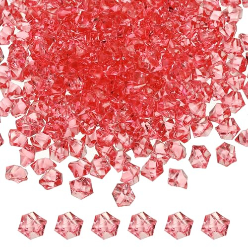 M METERXITY 2500-Pack Fake Ice Rocks 6x9mm Acrylic Gems Diamonds, Red | Fake Crushed Ice Acrylic Gems Diamonds, for Vase Fillers/Fish Tank/DIY Crafts