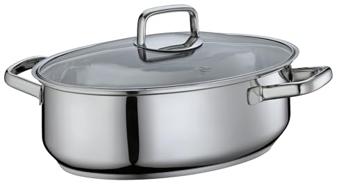 Küchenprofi Gourmetbräter PISA, 34 cm, aus Edelstahl, inkl. Gittereinsatz & Glasdeckel, ideal zum Braten, Schmoren, Gratinieren & Dämpfen, für alle Herdarten, 5 Liter, backofenfest bis 250°C