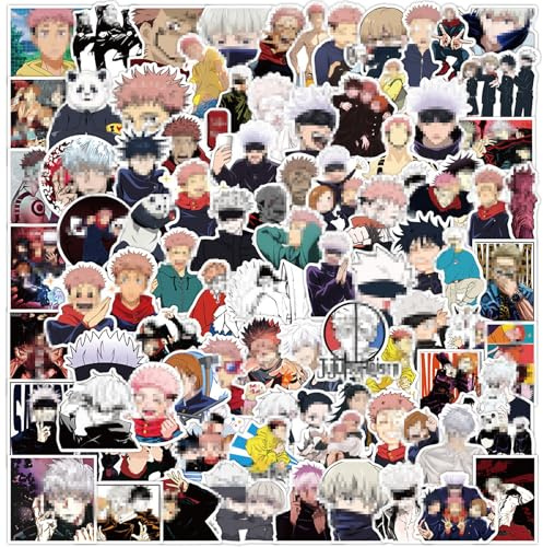 Jujutsu Kaisen Sticker, 100 Stück Anime Sticker, Coole Aufkleber, Gojo Satoru Aufkleber, für Koffer, Skateboard, Laptop,Telefon, Computer, Gitarre, Scrapbook, für Teenager, Kinder