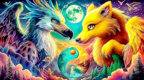 Kosmischer Fuchs in Flammen und Nebel Puzzle für Erwachsene: 1000-Teilig aus recycelter Pappe - Dekoration 75x50cm/1000pcs