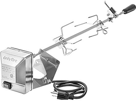Onlyfire BRK-6013 Edelstahl Grillspieß Set für Weber Spirit 300 Serie, Genesis 300 Serie und ältere Modelle Gasgrill, inkl. 2X Fleischnadeln, Motor, 220V-240V, Drehspieß, Rotisserie, Drehspiess