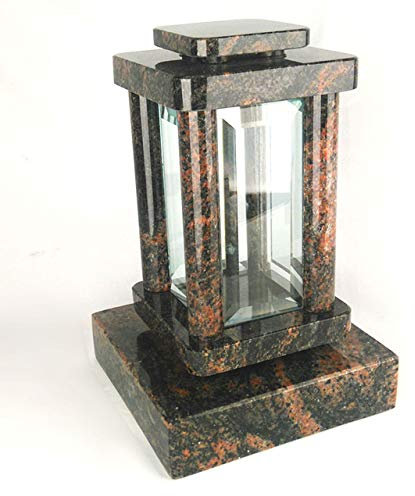 designgrab Modern Grablampe mit Sockel aus Granit Aurora, Grabschmuckset