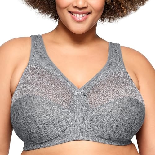 Glamorise Femme Magiclift Anti-humidité Armature #1064 Soutien gorge galbant, Gris Chiné, 110E EU