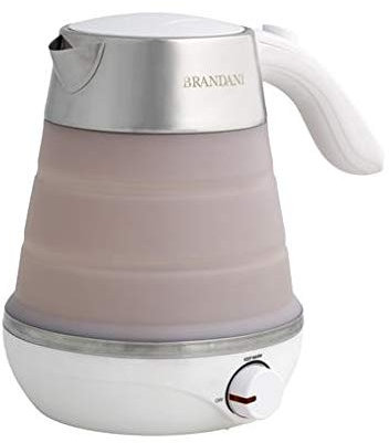 Brandani 53491 Bollitore Elettrico Salvaspazio 0,6 LT Inox Silicone PP - Colore Tortora