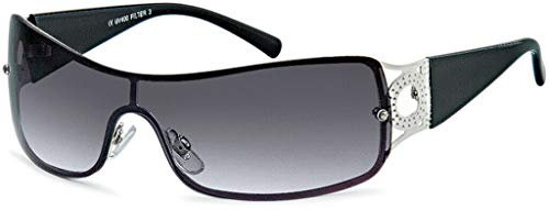 Emeco Sonnenbrille Damen Monoscheiben Brille Sonnenbrillen Retro Pilot Designer A60009 (Schwarz-smoke)