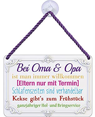 Blechwaren Fabrik Braunschweig Kulthänger Blechschild - Bei Oma und Opa … KH082