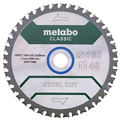 METABO 628651000 - Hoja de sierra Steel Cut Classic 165x20 mm dientes 40 FZFA/FZFA 4° /B