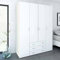 DMORA - Armoire à Quatre Portes et Trois tiroirs, Couleur Blanche, Dimensions 154 x 200 x 49 cm