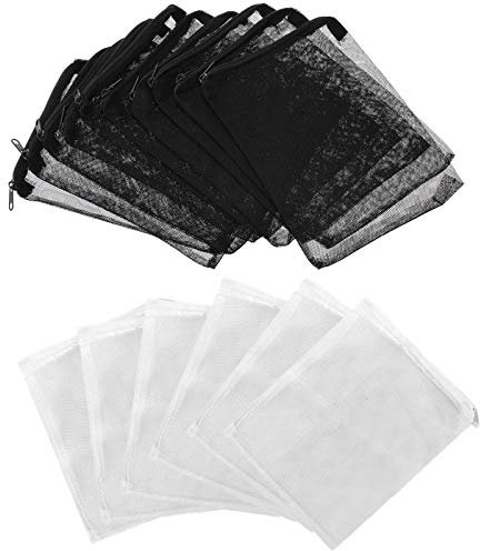 Oneroomone 20 Stück Aquarium Mesh Filter Taschen mit Reißverschluss, Media Mesh Filter Taschen, Aquarium Mesh Taschen für Aquarium Garden (Schwarz, Weiß)