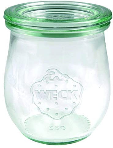 WECK Gläser Tulpenform #762 220 ml (12 Stück, inkl. Klammern + Gummis, Deckel ø 60 mm, Einmachgläser, Dessertgläser, Marmeladengläser) 58307