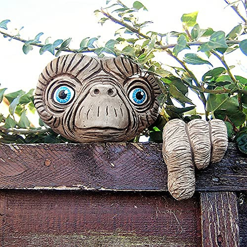 SUNJULY Outdoor Statues - Tree Face Garden Ornaments, Alien Decoration, Whimsical Resin Sculptures for Patio, Balcony, Yard, Housewarming Gifts