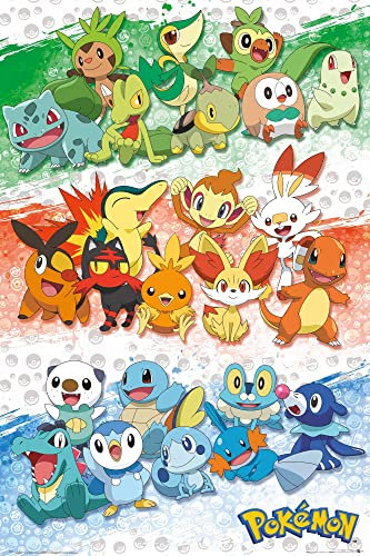 Pokemon - First Partners - TV Serie Spiel Poster Plakat Druck - Größe 61x91,5 cm
