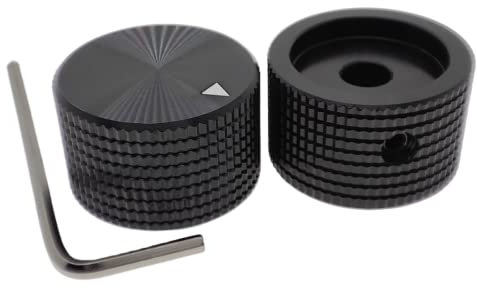 Szliyands 2 Stück Aluminium-Potentiometer-Drehknopf, für 0,6 cm Durchmesser Schaft, 2,4 cm Durchmesser, 1,5 cm Höhe, Lautstärkeregler, Audio-Knopf, Gitarrenknauf. (schwarz)