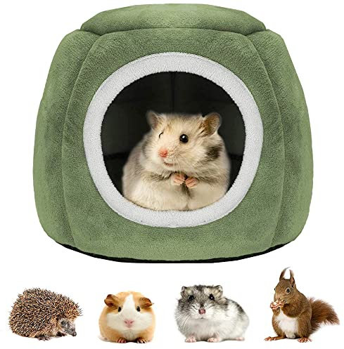 21cm Kleines Haustiernest, Hamster Haus Bett, Chinchilla Kleines Haustierbett, Warmes Haustierbett, Meerschweinchen-Bett für Igel, Ratte, Eichhörnchen, Eidechse, Frosch, Gecko, Chamäleon (Grün, S)