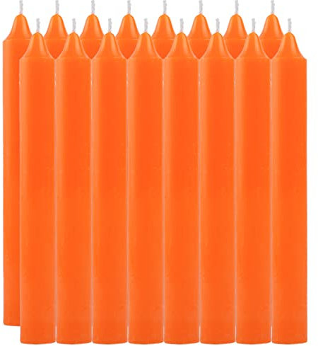 Bougies de Chandelier Longues Sans parfum - Lot de 16 Bougies Orange Longueur 17.5cm