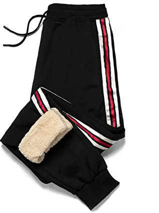AOTORR Men's Fleece Jogger Sweatpants Casual Winter Warm Plush Trousers Running Pants LK46 Black M
