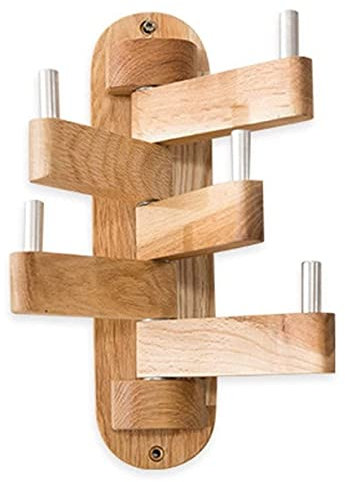 WWAGO Kleiderhaken Garderobenleiste Wandgarderobe Kleiderhaken Aus Eichenholz, Wandgarderobe Mit 5 Drehbaren, Faltbaren Armen, 30,5 cm Lange Wandgarderobe, Huthaken Wandhaken Garderobenhaken