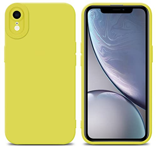 Cadorabo Hülle kompatibel mit Apple iPhone XR Schutzhülle TPU Silikon Case Liquid Design mit Kameraschutz Slim Kratzfest Weiche Gummi mit Rundumschutz Case Hülle für iPhone XR in Gelb
