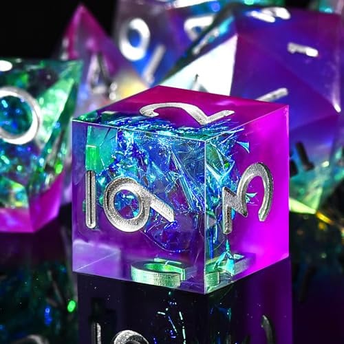 SIQUK 7 Stück Polyedrische Würfel Set 7 Polyedrische Würfel D4 D6 D8 D10 D12 D20 D% Spielwürfel für Dungeons and Dragons DND RPG MTG, Violett & Blau