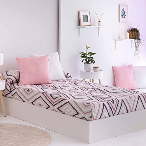 Lanovenanube Edredón Ajustable ZAFRA - Cama 105 cm - Color Lila