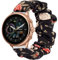 Onetuo Armband Kompatibel mit Fossil Gen 6 Wellness, weiche Haargummis Uhrenarmband für Fossil Gen 6 44mm Wellness Smart Watch (Schwarze Blume)