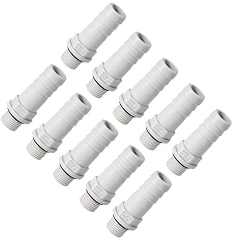 PATIKIL 10mm Spina x 1/8NPT Maschio Filo Tubo Raccordo, 10pz PVC Adattatore Innesto Tubo Connettore per Acqua Tubo, Grigio