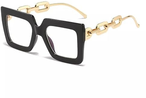 TECH-LINE-DIRECT FASHION ACCESSORIES Blue Light Blocking Reading Glasses for Women/Mens Anti UV400 Glare Big Glasses Frames | Oversized Glasses (Black Frame + Clear Lens)