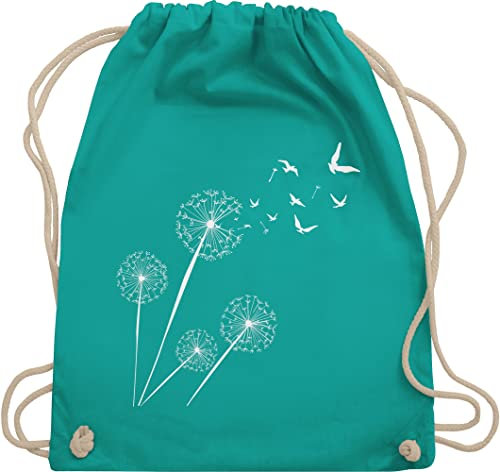 Turnbeutel Rucksack - Sprüche Statement - Pusteblume Löwenzahn - Unisize - Türkis - beutel mama mit aufschrift vögel stoffrucksack sportbeutel aus stoff bedruckt statements blume stoffbeutel