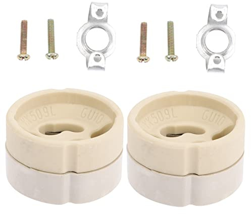 Porte Douille GU10 GZ10 Support Ampoule Plafond, 2 Pièces | Céramique Blanche, Bracket et Gestion de Câble, Installation Facile pour Projets DIY la Cuisine