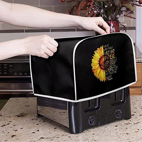 Xoenoiee Sunflower Printed 2 Slice Slot Toaster Cover Bread Toaster Cover Bakeware Protector Bread Toaster Oven Cloth Cover Dust Protection Washable Appliance Cover, S