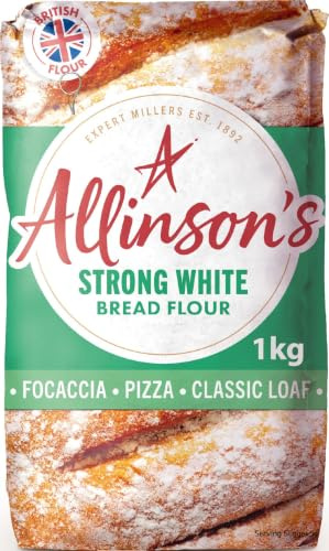 Allinson's Strong White Bread Flour - 1kg | High Gluten for Structure & Rise - Ideal for Homemade Pizza Doughs, Classic Loaves & Soft Rolls - Milled from British Wheat