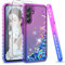 LeYi Hülle für Samsung Galaxy A54 5G Strass Glitter Handyhülle und 2 Hartglas Folie, Glitzer Flüssige Diamant Cover Bling Wasser Stoßfest Schutzhülle Glitzent Case Handy Hüllen Mädchen Lila Blau
