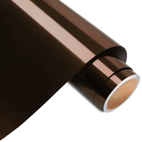 AHIJOY Heat Transfer Vinyl Brown Metallic Foil HTV 12 x12ft Chrome HTV Iron on Vinyl for T Shirts Garment Fabric