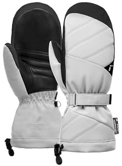 Reusch Sonja R-TEX XT Mitten extra warme, wasserdichte, Winddichte und atmungsaktive Fausthandschuhe Winterhandschuhe Schneehandschuhe Skihandschuhe Fäustlinge Damen, grau-schwarz, 8
