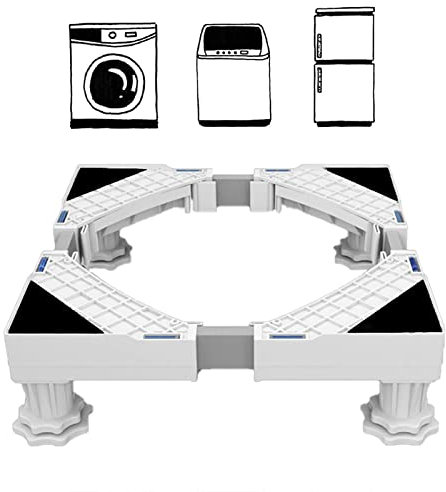 JEEWHEET Washing Machine Stand, with 4 Stands, Adjustable Length 41-64cm Height 9-12cm Load 300kg, Multi-Functional for Washing Machine,Dryer & Dishwasher Refrigerator Pedestals