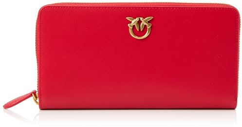 Pinko Damen Ryder Zip Around Kalbsleder Seide Reisezubehör-Brieftasche, R30q_Rot-Antik-Gold
