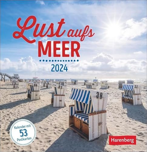 Lust aufs Meer - Postkartenkalender 2024 - Harenberg-Verlag - Wochenkalender mit 53 Postkarten zum Freuen, Dekorieren oder Verschicken - 16 cm x 16,5 cm