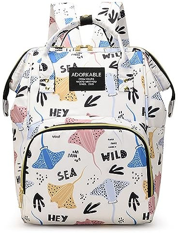 Lazeny Baby Wickelrucksack Wickeltasche Rucksack Multifunktional Mutter Babytasche Mama Reisetasche Große Kapazität Rucksack Unisex Baby-Flaschen-Tasche Reise Backapack für Mama Papa (Ozean Weiß)