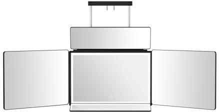 Kingbar 5 Wege Klappspiegel Spiegel Portable, 360 Grad Spiegel Mit DREI Farbverstellung LED, Hängespiegel Für Selbststyling Und Haarschneiden, Kosmetikspiegel