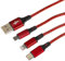 Maplin USB-A to 3 in 1 Multi Charging Cable USB-C & Lightning & Micro USB-B Braided 1.2m Red, for iPhone 15,14,13,12,11, iPad, Android phones Samsung S7/S6/S5, Sony, Huawei, PS4, HTC, Kindle, Camera