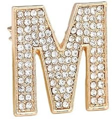 Initial-Brosche, Damen-Buchstaben-Brosche, A-Z, 26 personalisierte Design-Buchstaben, modische Broschen, Kragennadeln (M)