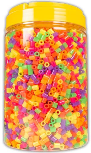 La Manuli Bügelperlen - 5000 Stück im Dose, Midi Größe 5mm, inklusive 2 Pinzetten, Steckperlen, Nachfüllset Bastelperlen Mit jeder Marke Beads kompatibel