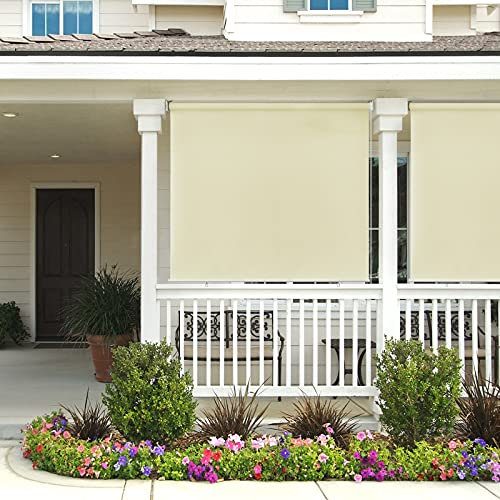 CEEDIR Senkrechtmarkise Sonnenschutz Vertikalmarkise Balkonrollo Sonnenschutzrollo Beschattung Wasserfest Windschutz für Terrasse Balkon Garten,180x240cm Beige